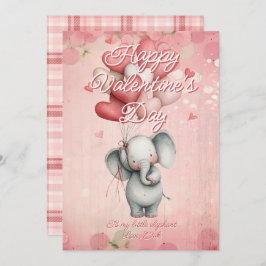 Cartão De Festividades Custom Message Elephant Animal Valentines Day