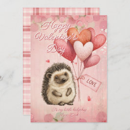 Cartão De Festividades Custom Message Hedgehog Animal Valentines Day