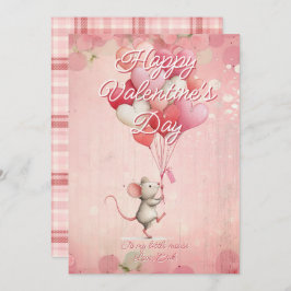 Cartão De Festividades Custom Message Mouse Animal Valentines Day