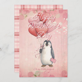 Cartão De Festividades Custom Message Penguin Animal Valentines Day