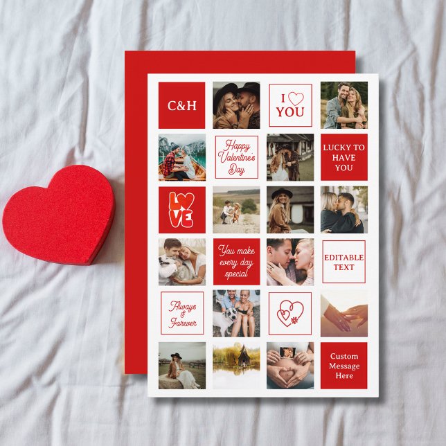 Cartão De Festividades Custom Messages Husband 14 Photo Valentine's Day (Custom Messages Husband 14 Photo Valentine's Day Holiday Card
)