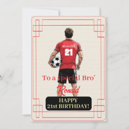 Cartão De Festividades Custom Name Number and Text Birthday Soccer Man