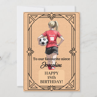 Cartão De Festividades Custom Name Number and Text Birthday Soccer Woman