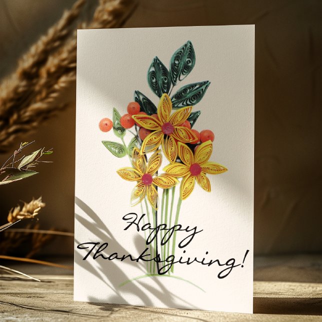 Cartão De Festividades Custom, Paper Quilled Bouquet, Happy Thanksgiving (Criador carregado)