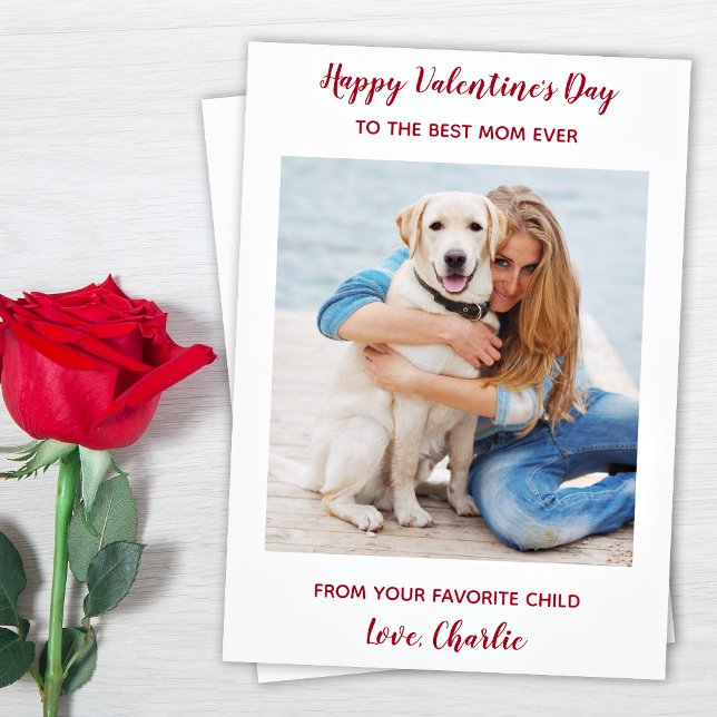 Cartão De Festividades Custom Pet Dog Photo Best Mom Ever Valentines Day (Criador carregado)