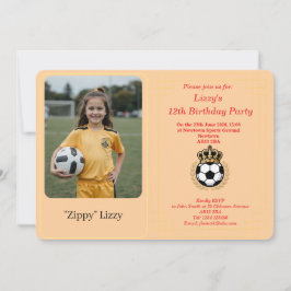 Cartão De Festividades Custom Photo Girl Soccer Birthday Party Invitation