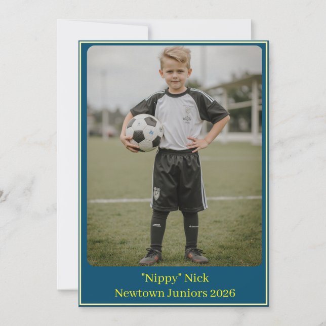 Cartão De Festividades Custom Portrait Photo Soccer Birthday Party Invite (Frente)