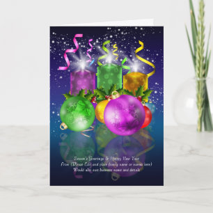 Cartão De Festividades Custom Text Christmas Card With Baubles And Candle