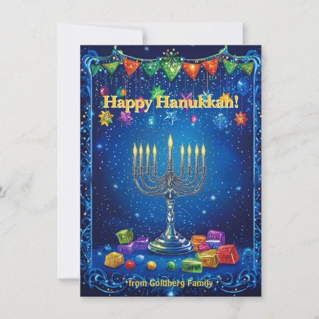 Cartão De Festividades Custom text✡️ Festival of Friendship Hanukkah (Frente)