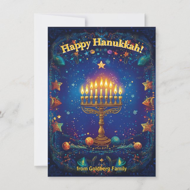 Cartão De Festividades Custom text✡️ Hanukkah 🕎 Shine On, (Frente)
