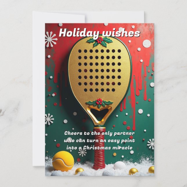 Cartão De Festividades 🎾🎄Custom text, Miracle Shots & Mistletoe Misses (Frente)