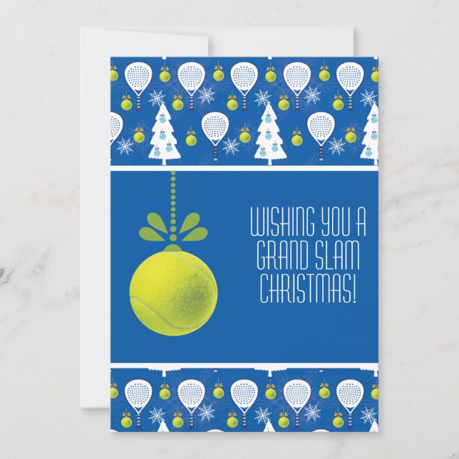 Cartão De Festividades 🎾🎄Custom text,  Padel-ing Through the Snow! (Frente)