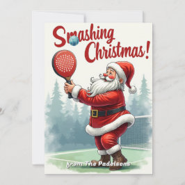 Cartão De Festividades 🎾🎄Custom text, Santa’s Smash Shot