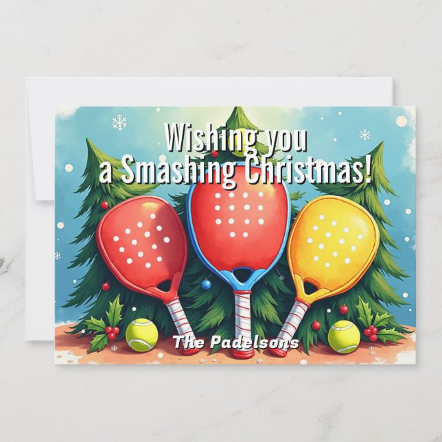 Cartão De Festividades 🎾🎄Custom text, Smash & Sparkle (Frente)