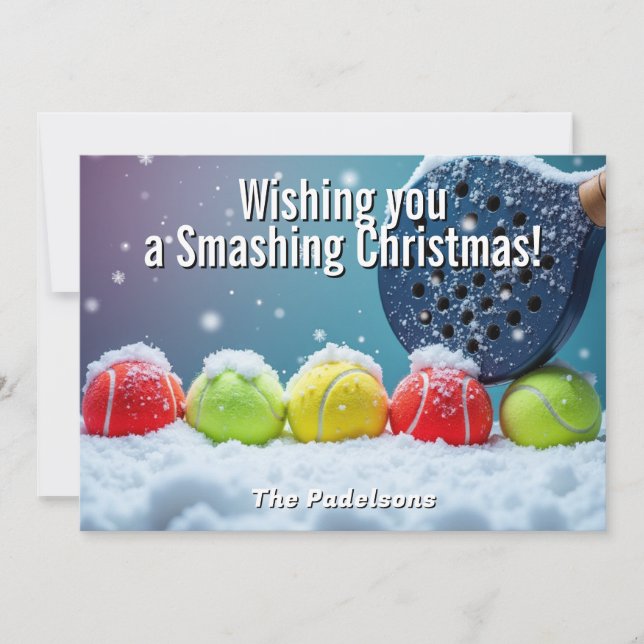 Cartão De Festividades 🎾🎄Custom text, Snow Court Smash (Frente)