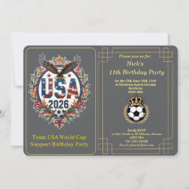 Cartão De Festividades Custom USA Soccer Team Bald Eagle Birthday Invite