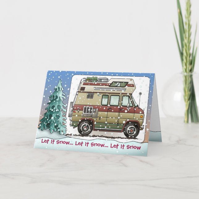 Cartão De Festividades Custom Van Camper RV Holiday Cards (Frente)