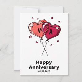 Cartão De Festividades Custom Watercolor Heart Couple Anniversary Card