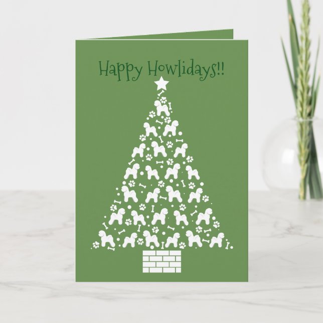 Cartão De Festividades Customizable Bichon Frise Holiday Card (Frente)