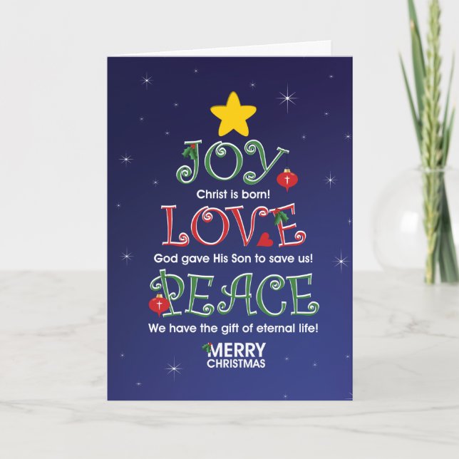 Cartão De Festividades Customizable ChristmasCard  Joy Love and Peace (Frente)