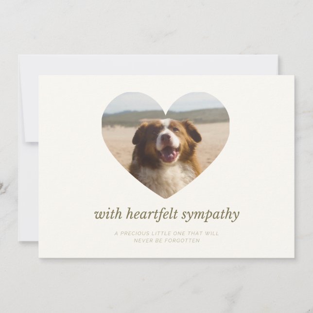 Cartão De Festividades Customizable Cream Dog Pet Sympathy Card Heart  (Frente)