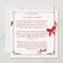 Cartão De Festividades Customizable Letter From Santa- For Kids
