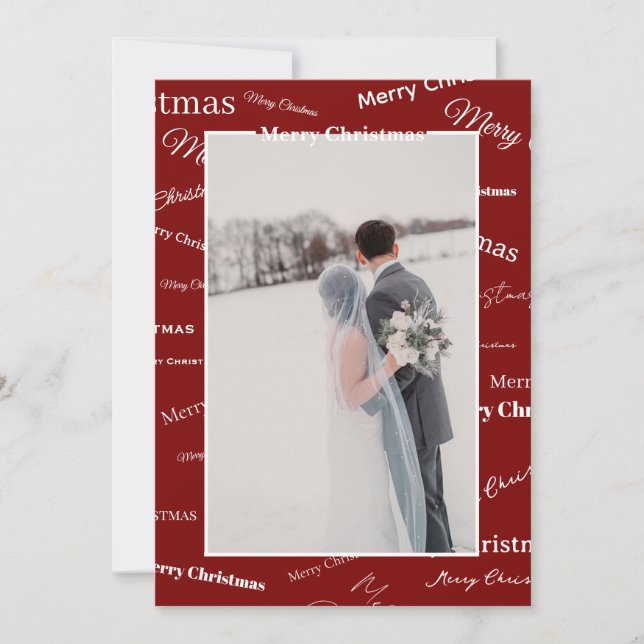 Cartão De Festividades Customizable Red and White Christmas Card  (Frente)