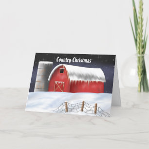 Cartão De Festividades Customizable Red Barn Christmas Card