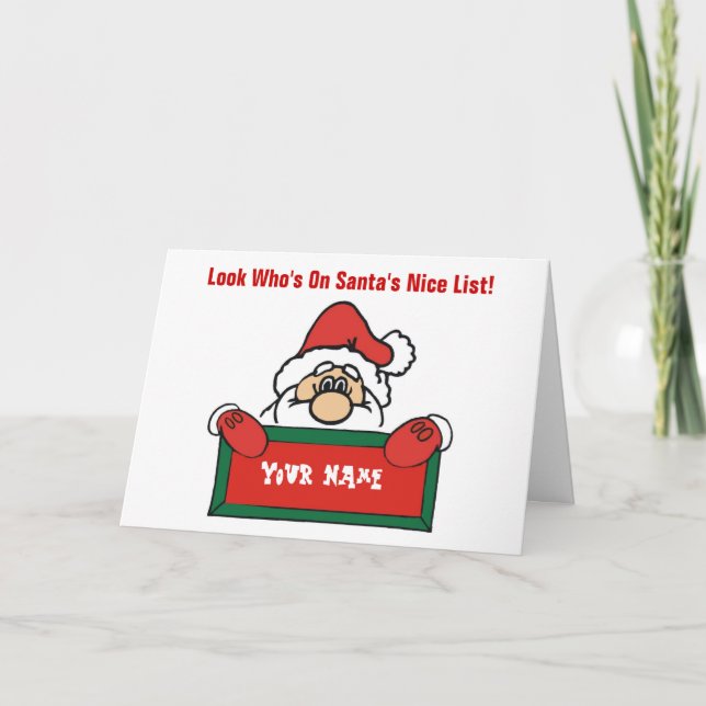 Cartão De Festividades Customizable Santa's Nice List Card (Frente)