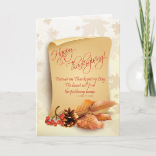 Cartão De Festividades Customizable Thanksgiving Card with Fall Foliage