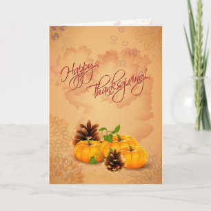 Cartão De Festividades Customizable Thanksgiving Card with Pumpkins