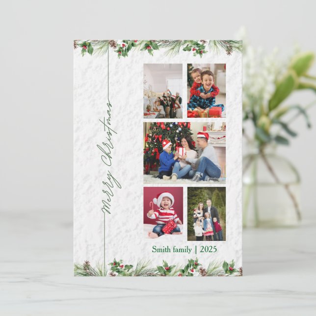 Cartão De Festividades Customized Merry Christmas Photo Card (Em pé/Frente)