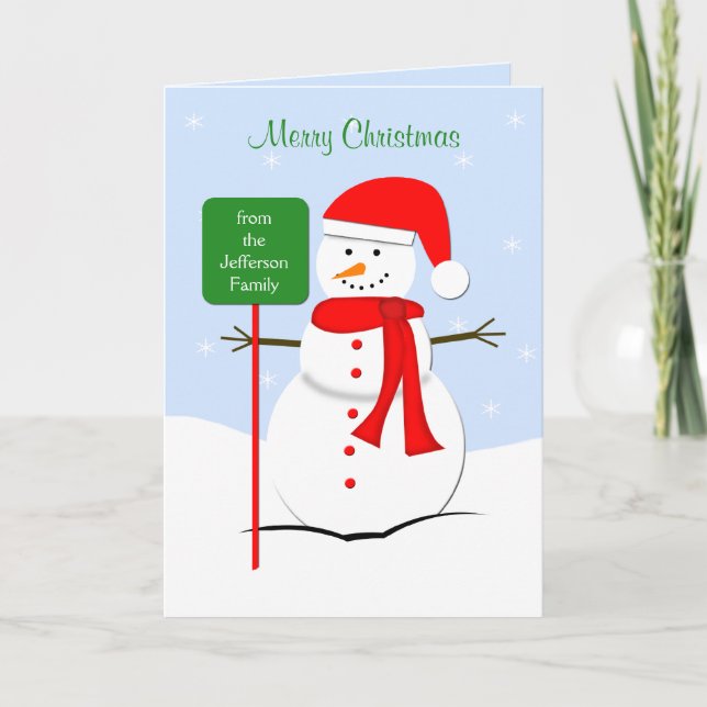 Cartão De Festividades Customized Snowman Christmas Greeting Card (Frente)