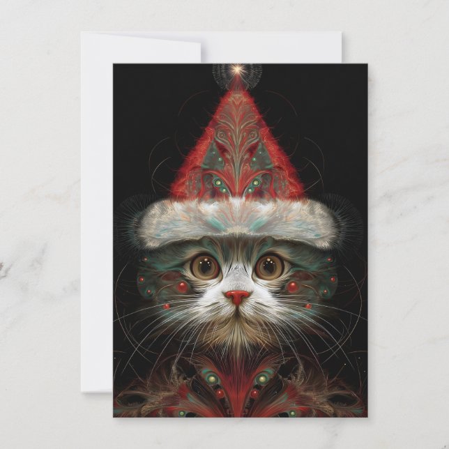 Cartão De Festividades Cute Abstract Cat Christmas Cards (Frente)