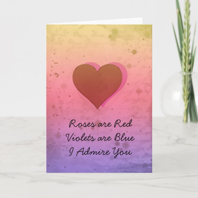 Cartão De Festividades Cute Admirer Heart Valentines Day Card (Frente)