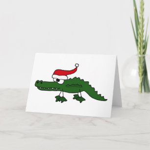 Cartão De Festividades Cute Alligator Wearing Christmas Hat