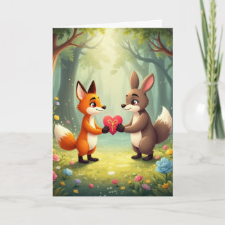 Cartão De Festividades Cute Animals Valentine's Day Card