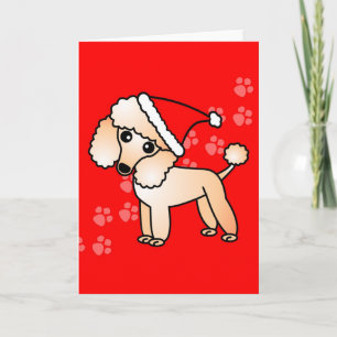Cartão De Festividades Cute Apricot Poodle Cartoon Santa Hat