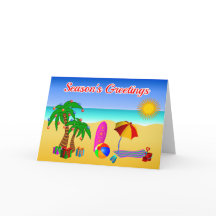 Cute Aussie Beach Scene Australian Christmas Cards