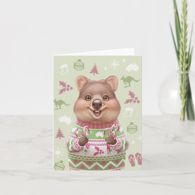 Cartão De Festividades Cute Australian Animal Christmas Card - Quokka (Frente)