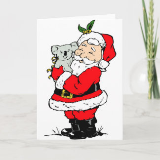Cartão De Festividades Cute Australian Christmas Santa with koala