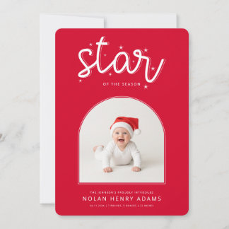 Cartão De Festividades Cute Baby First Christmas Photo Birth Announcement