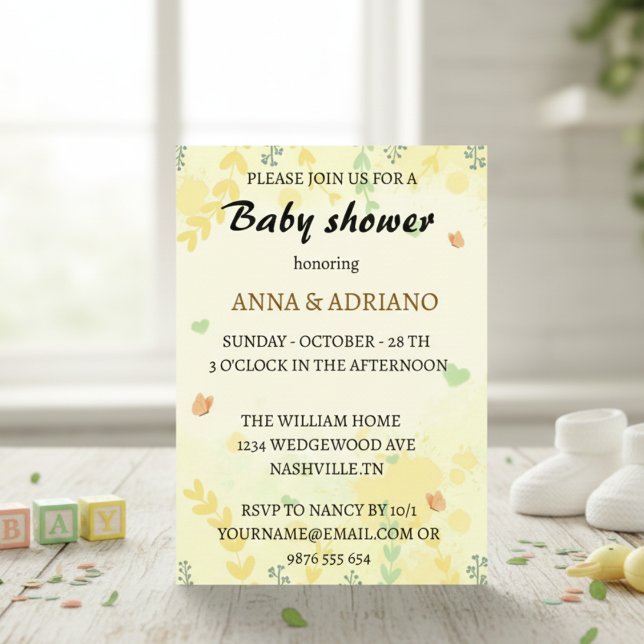 Cartão De Festividades Cute Baby Shower Invitation – Gender Neutral” (Criador carregado)