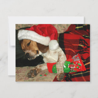 Cartão De Festividades Cute Beagle Puppy Snoopy Wearing Santa Hat