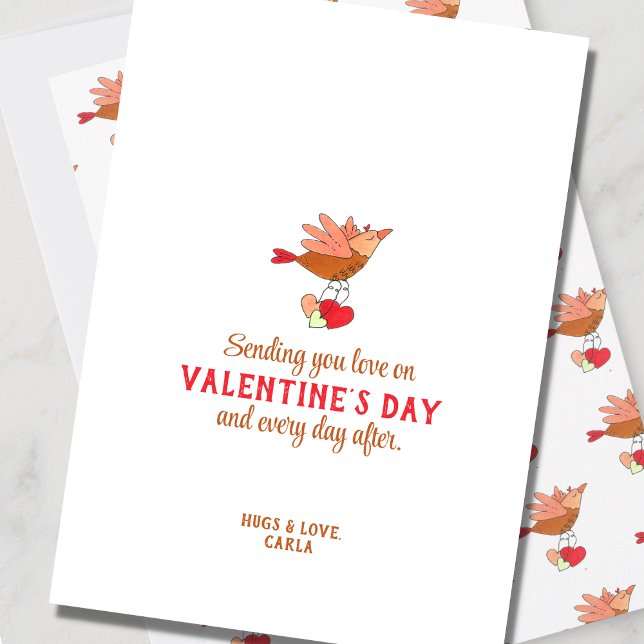 Cartão De Festividades Cute Bird Flying Valentine's Day Holiday Card (Criador carregado)