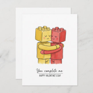 Cartão De Festividades Cute Building Block Valentine Card for Couple