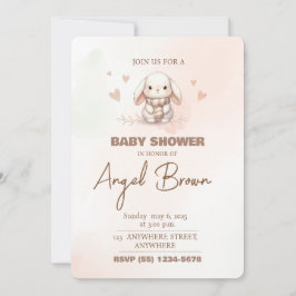 Cartão De Festividades Cute bunny baby shower invitation
