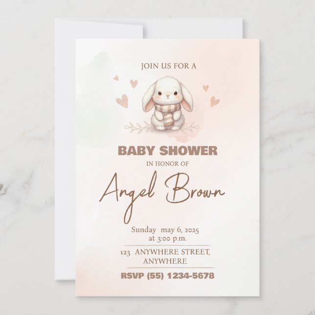 Cartão De Festividades Cute bunny baby shower invitation (Frente)