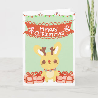 Cartão De Festividades Cute Bunny Christmas Greeting Card