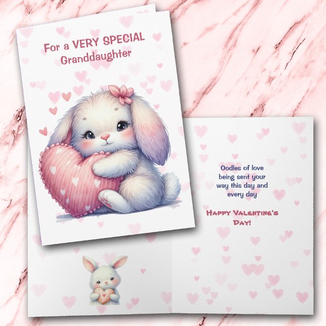 Cartão De Festividades Cute Bunny Rabbit Granddaughter Valentine Card (Criador carregado)